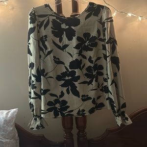 Black floral long sleeve blouse